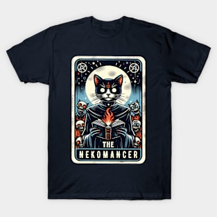 The Nekomancer Funny Necromancer Cat Fantasy Tarot Card Pun T-Shirt